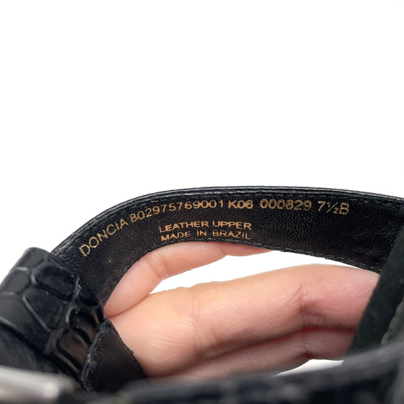 Vintage 90s Lauren Ralph Lauren DONCIA Black Croc Leather Buckle Sandals 7.5B - Picture 13 of 16